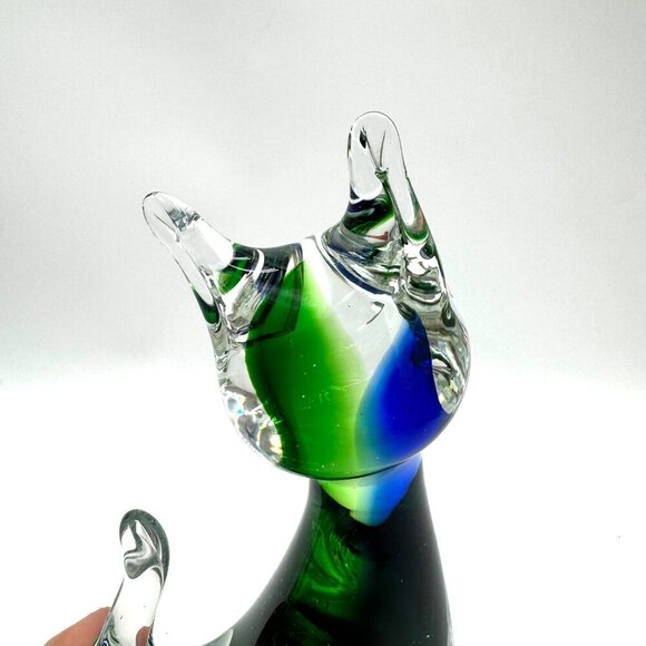 Murano Figurine Large Cat Art Glass Italy 8” Tall Vintage - Picture 6 of 11